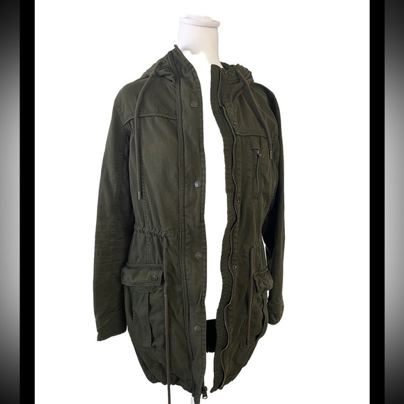 Abercrombie & Fitch Green Military 100% Cotton Zip Front Jacket  XS - Picture 2 of 6